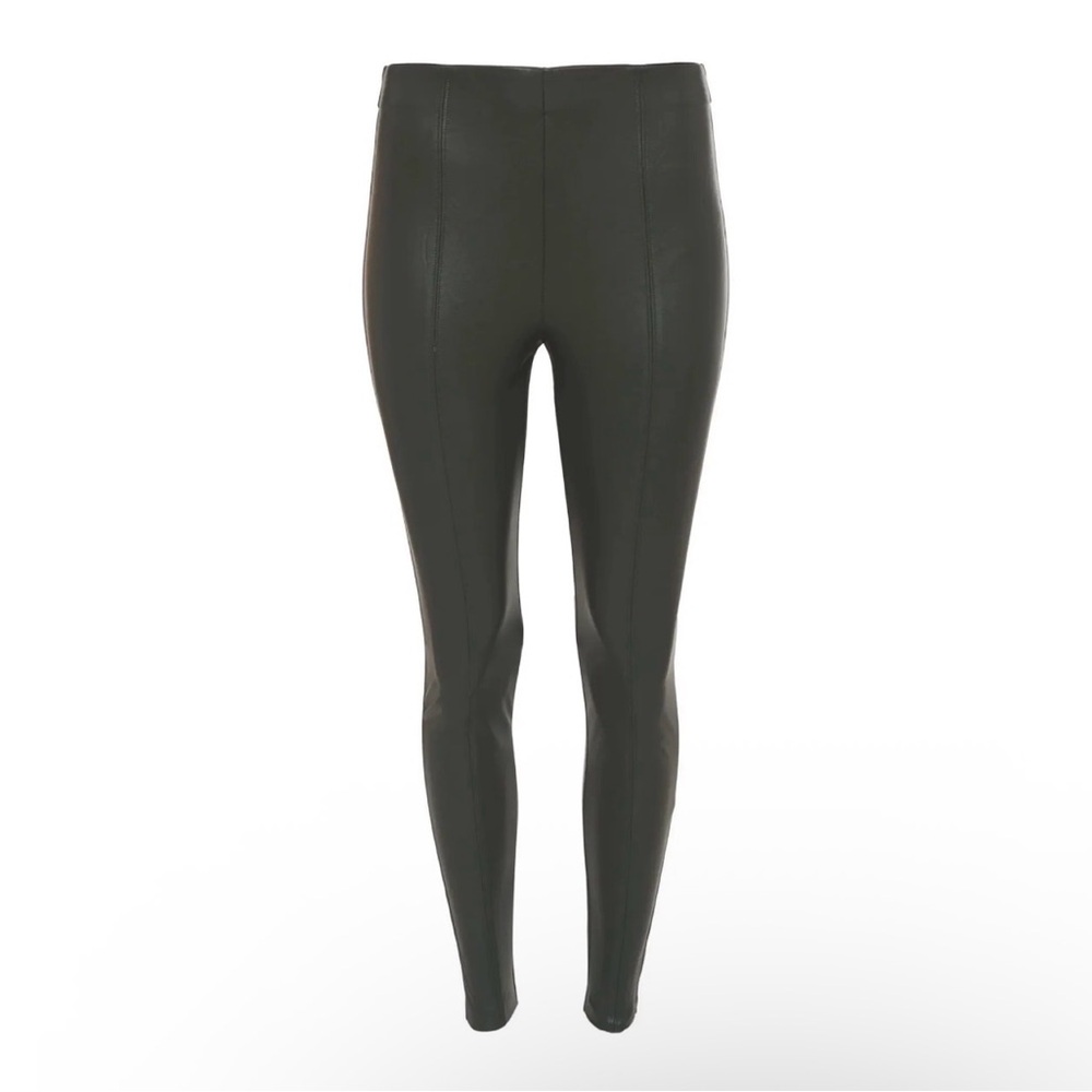 Women's Olive Green Leather Leggings